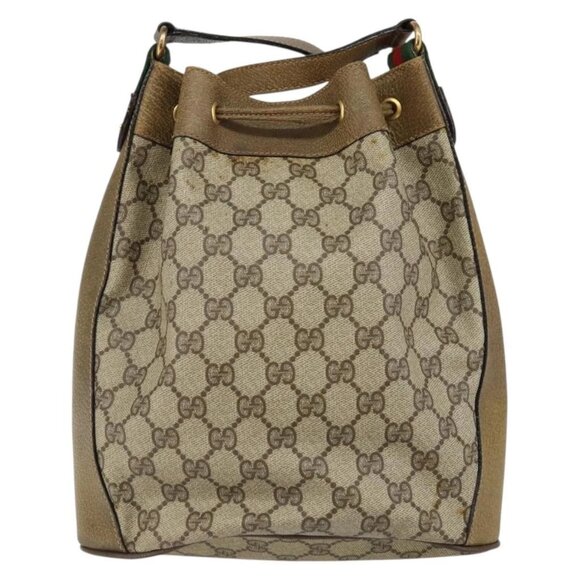 GUCCI GG Supreme Web Sherry Line Shoulder Bag PVC Beige 14 02 034 Auth 143349 - Picture 3 of 15